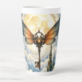 De Sleutel van Eeuwigheid – Steampunk Vleugels Latte Mok (Voorkant)