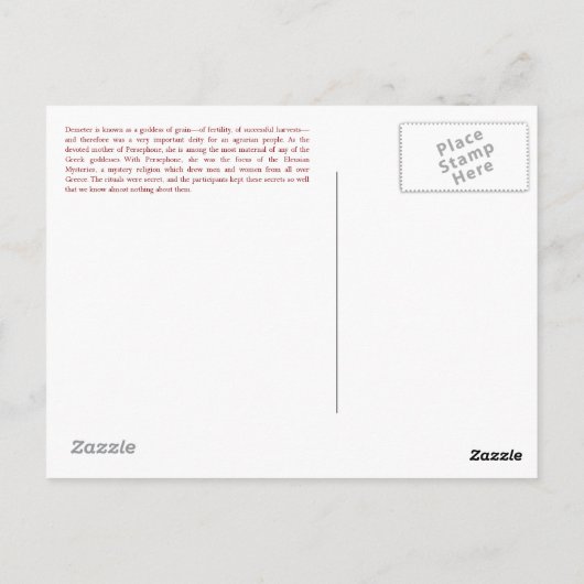 De Sleutelhanger van Demeter Briefkaart (Achterkant)