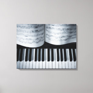De Sleutels van de piano en het Boek van de Muziek Canvas Afdruk