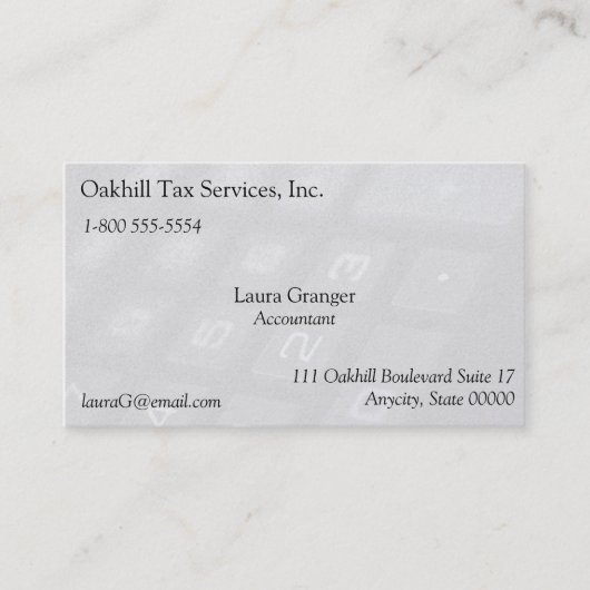 De sleutels van het aantal op calculator langzaam  visitekaartje (Voorkant)