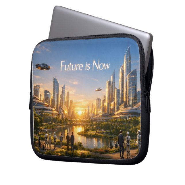 De slimme stad van de toekomst laptop sleeve (Voorkant Links)