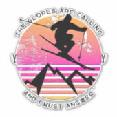 De sloppenwijken noemen de Retro Sunset Skier Sticker (Voorkant)
