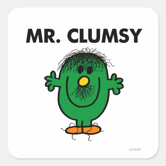 De slordige Mr. Clumsy Vierkante Sticker (Voorkant)