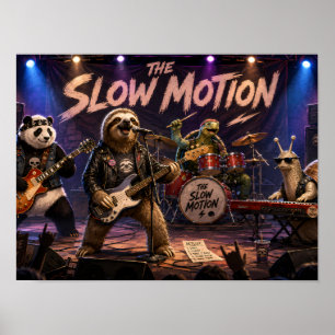 De Slow Motion Grappige Dieren Rockband Poster