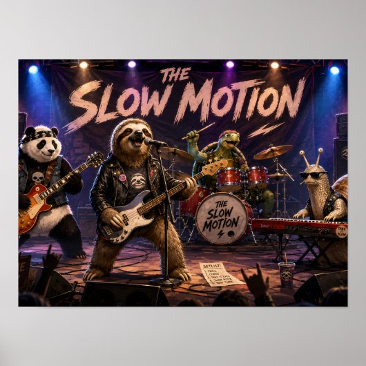 De Slow Motion Grappige Dieren Rockband Poster (Voorkant)