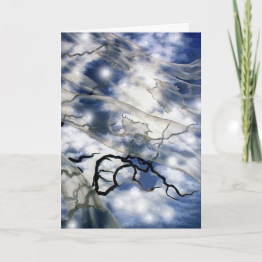 De Sluier van de herfst met Sneeuwvlokken Feestdagen Kaart (Voorkant)