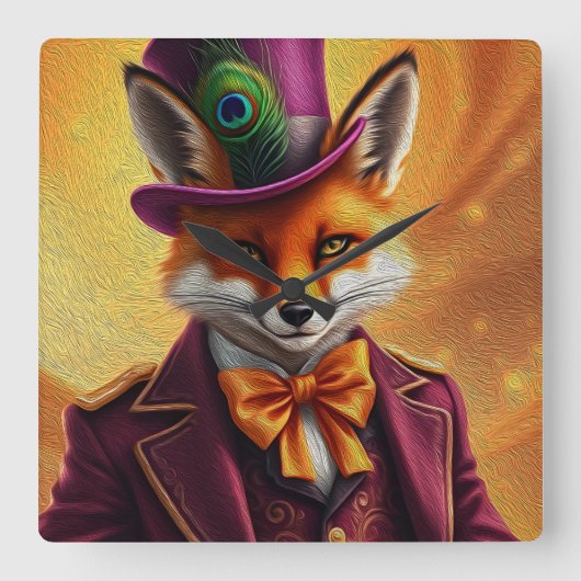 De Sly Fox Diplomat Vierkante Klok (Voorkant)