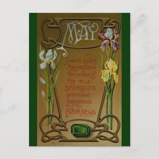De Smaragd en de Irissen van de Verjaardag van mei Briefkaart (Voorkant)