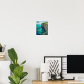 De Smaragden Afgrond: Een Getextureerde Symfonie v Poster (Thuiskantoor)