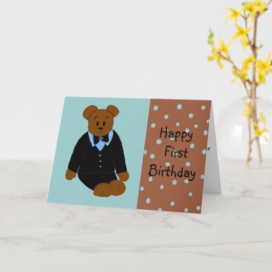 De smoking draagt Eerste Verjaardag Kaart (Gele Bloem)