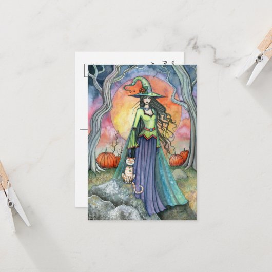 De Smug Witch Halloween Fantasy Art Kaart (Voorkant / Achterkant in situ)