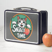 De snacktijd van de kat – Cute Cartoon Kat eet sna (In situ)