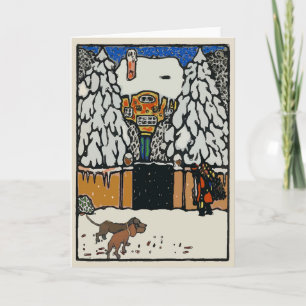De Sneeuw, de Kerstman en de Honden van Kerstmis Feestdagen Kaart