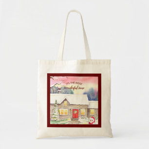 De sneeuw het Schilderen van de Waterverf van het Tote Bag