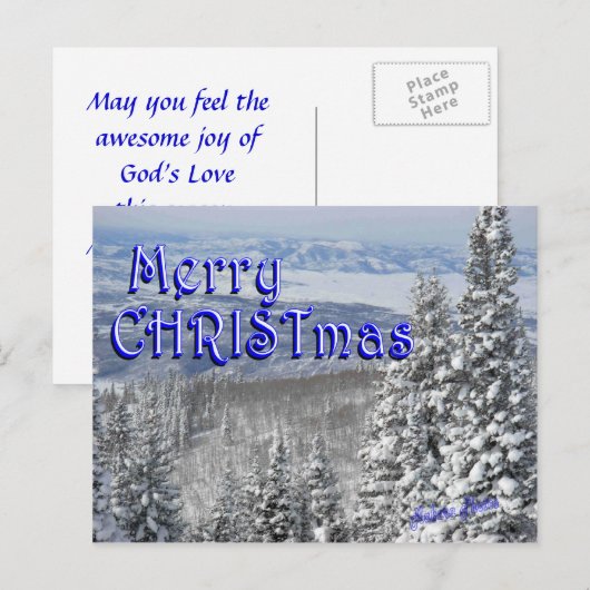 De sneeuw in berg-past aan feestdagenkaart (Voorkant / Achterkant)