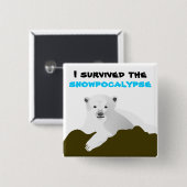 De sneeuw is overleven vierkante button 5,1 cm (Voorkant /achterkant)
