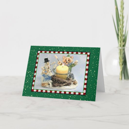 De sneeuw Kaart van het Kampvuur Corgi (Voorkant)