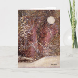 De sneeuw Kerstkaart van de Nacht van de Winter Feestdagen Kaart