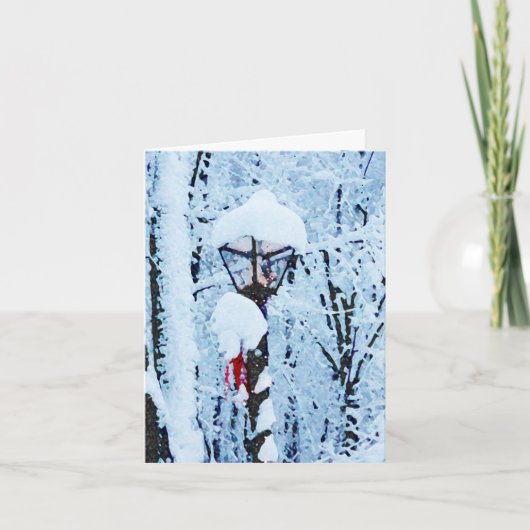 De sneeuw PostKerstkaart van de Lamp Feestdagen Kaart (Voorkant)
