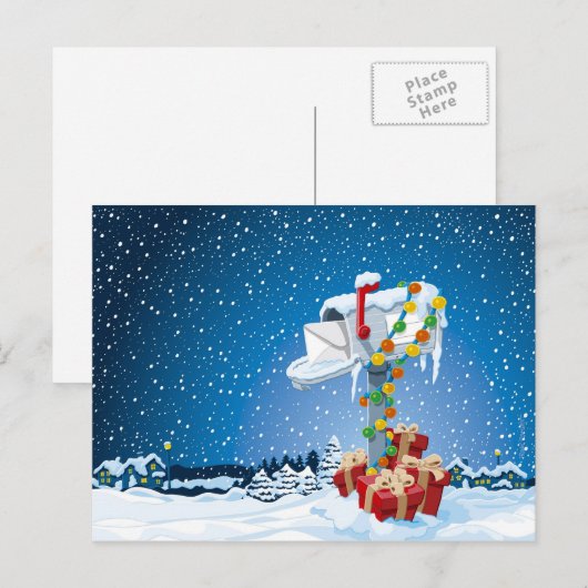 De Sneeuw van de Dozen van de Gift van de Feestdagenkaart (Voorkant / Achterkant)