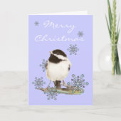 De Sneeuw van Kerstmis & Leuke Vogel Chickadee Feestdagen Kaart (Voorkant)