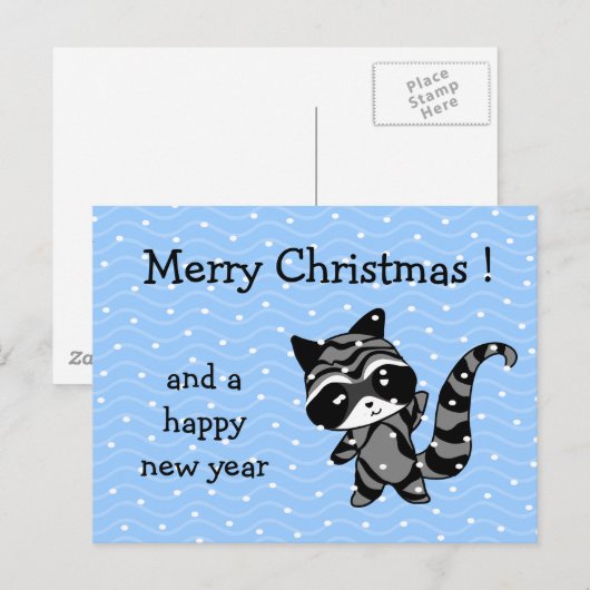 de sneeuw van wasbeerKerstmis Feestdagenkaart (Voorkant / Achterkant)