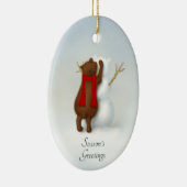 De sneeuwbeer grillige winterscène gepersonaliseer keramisch ornament (Rechts)