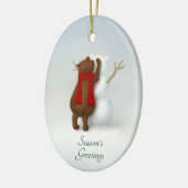 De sneeuwbeer grillige winterscène gepersonaliseer keramisch ornament (Links)