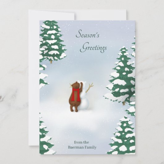 De Sneeuwbeer Persoonlijke Woodland Vakantie Notitiekaartje (Voorkant)