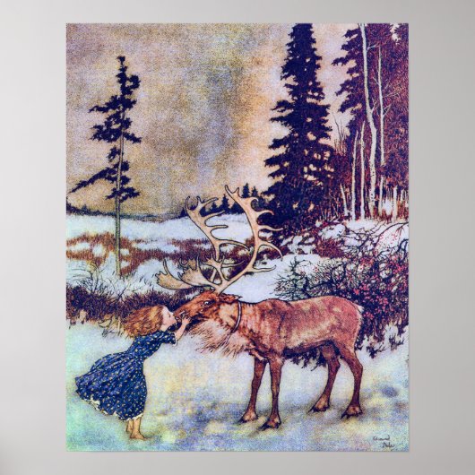 De sneeuwkoningin Edmund Dulac Fine Art Poster (Voorkant)