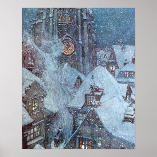 De sneeuwkoningin van Edmund Dulac Poster (Voorkant)