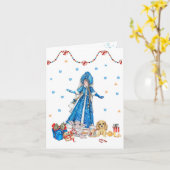 De Sneeuwmaagd in een kerstjurk Kaart (Gele Bloem)