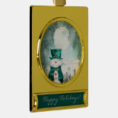 De Sneeuwman CUSTOM GROET Verguld Banner Ornament (Rechts)