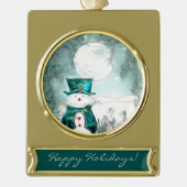 De Sneeuwman CUSTOM GROET Verguld Banner Ornament (Voorkant)