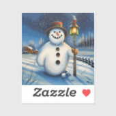 De sneeuwman draagt de lamp en dwaalt 's nachts sticker (Vel)