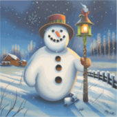 De sneeuwman draagt de lamp en dwaalt 's nachts sticker (Voorkant)