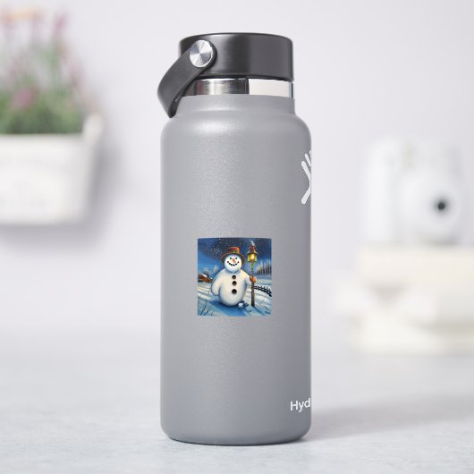 De sneeuwman draagt de lamp en dwaalt 's nachts sticker (HydroFlask)