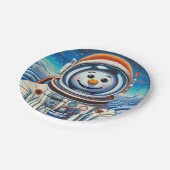 De sneeuwman is een astronaut met Kerstmis Papieren Bordje (Gekanteld)