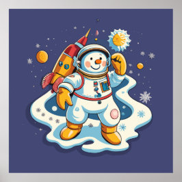 De sneeuwman is een astronaut met Kerstmis Poster