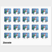 De Sneeuwman, jongen en hond op een sticker (Vel)
