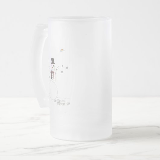 De sneeuwman matglas bierpul (Voorkant links)