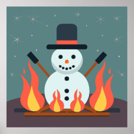 De Sneeuwman op de camping Poster