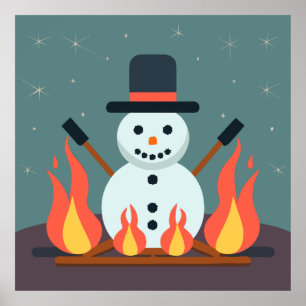 De Sneeuwman op de camping Poster