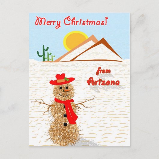 De Sneeuwman van de Amarant van Arizona Feestdagenkaart (Voorkant)