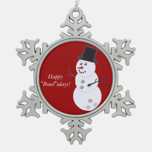 De Sneeuwman van de Bal van het kegelen Tin Sneeuwvlok Ornament