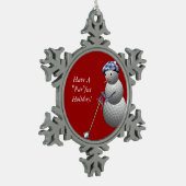 De Sneeuwman van de golfbal Tin Sneeuwvlok Ornament (Links)