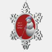 De Sneeuwman van de golfbal Tin Sneeuwvlok Ornament (Rechts)