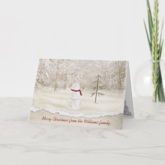 De sneeuwman van Kerstmis met gouden ster van Feestdagen Kaart (Voorkant)