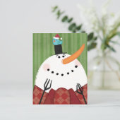 De Sneeuwman van Kerstmis met het Zingen Vogel Feestdagenkaart (Staand voorkant)