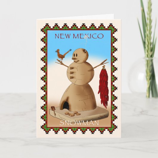 De Sneeuwman van New Mexico Feestdagen Kaart (Voorkant)